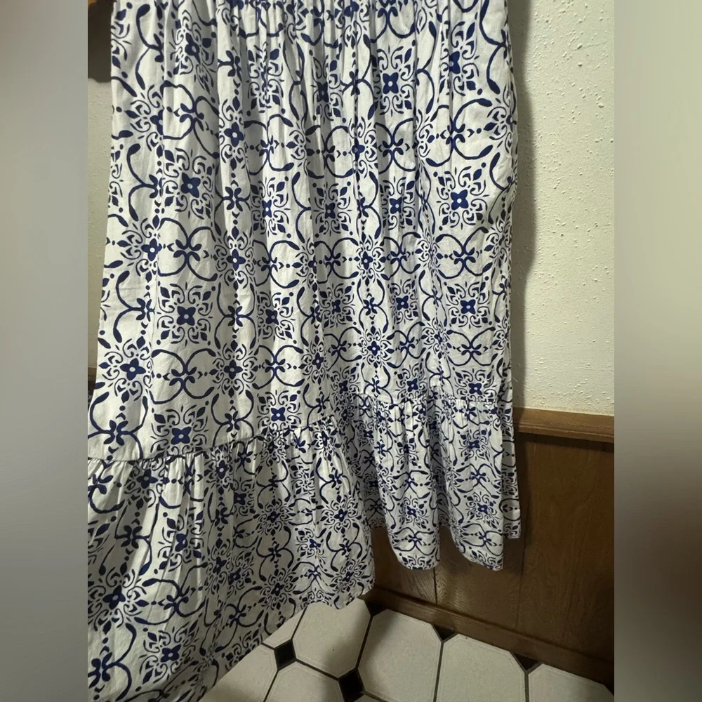 J. Crew factory blue and white Poplin corset midi dress Size 6 - Picture 12 of 14